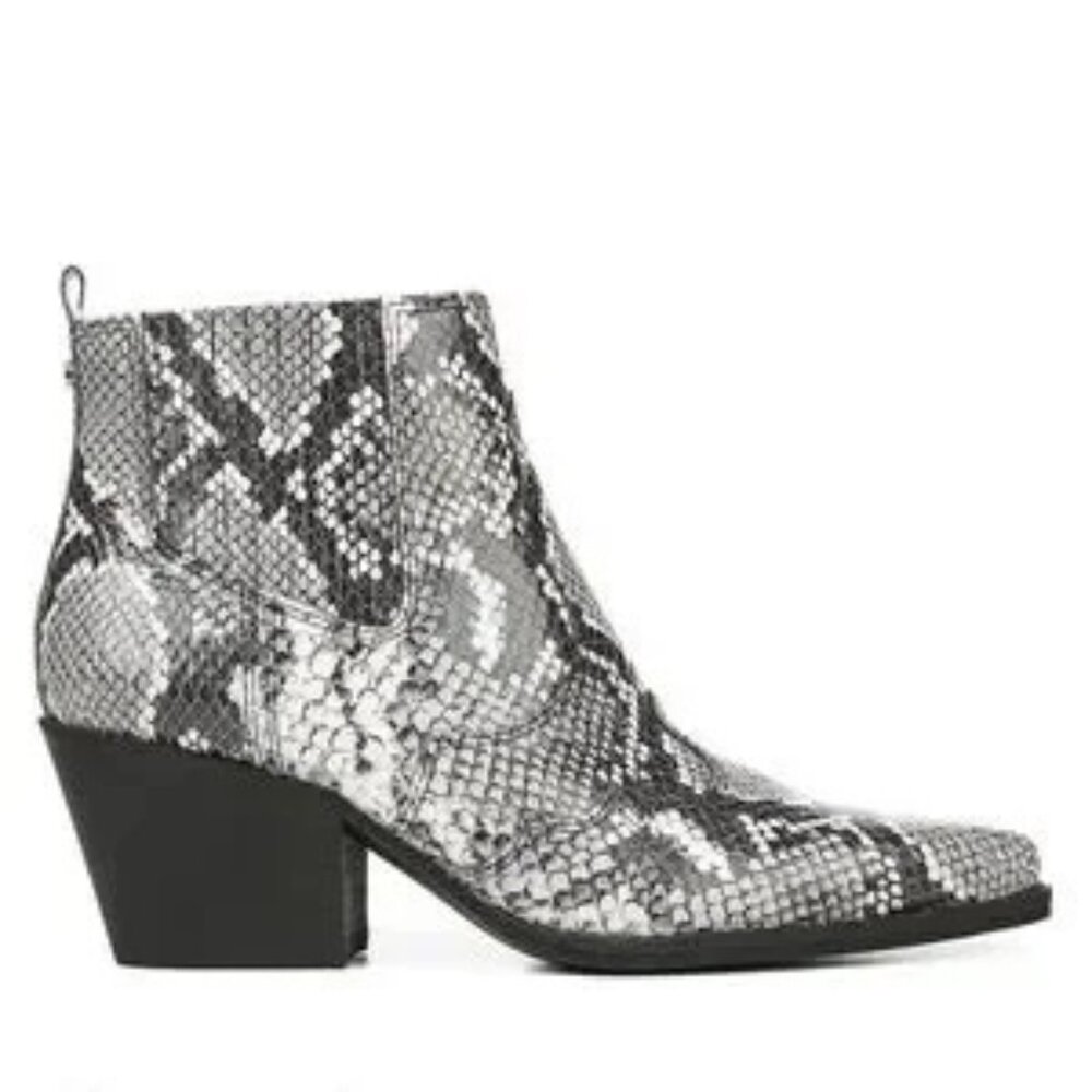 SAM EDELMAN Winona Leather Booties Boots Black & White Snakeskin Women’s Size 9 - Picture 4 of 4
